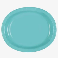 Unique Oval Serving Platters Teal (8 Pack)