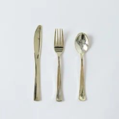 Unique Plastic Cutlery: Shiny Gold (18 Piece Set)