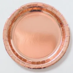 Unique Shiny Rose Gold Paper Plates (8 Pack)