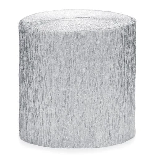 Silver Crepe Paper Streamers (4 Pack)