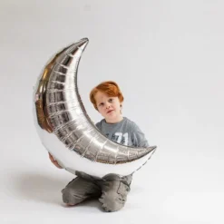 Silver Crescent Moon Balloon 35"