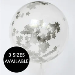 Silver Stars Confetti Filled Balloon