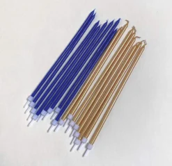Creative Converting Ultra Long Cake Candles - Navy & Gold (Pack Of 16)