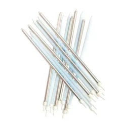 Creative Converting Ultra Long Cake Candles - Silver & Blue (16 Pack)