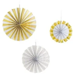 Unique Paper Fans - Gold & White