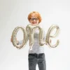 White Gold ONE Script Balloon