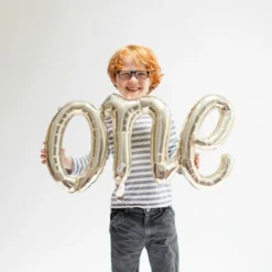White Gold ONE Script Balloon