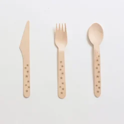 Wooden Cutlery Gold Stars (18 Pieces)